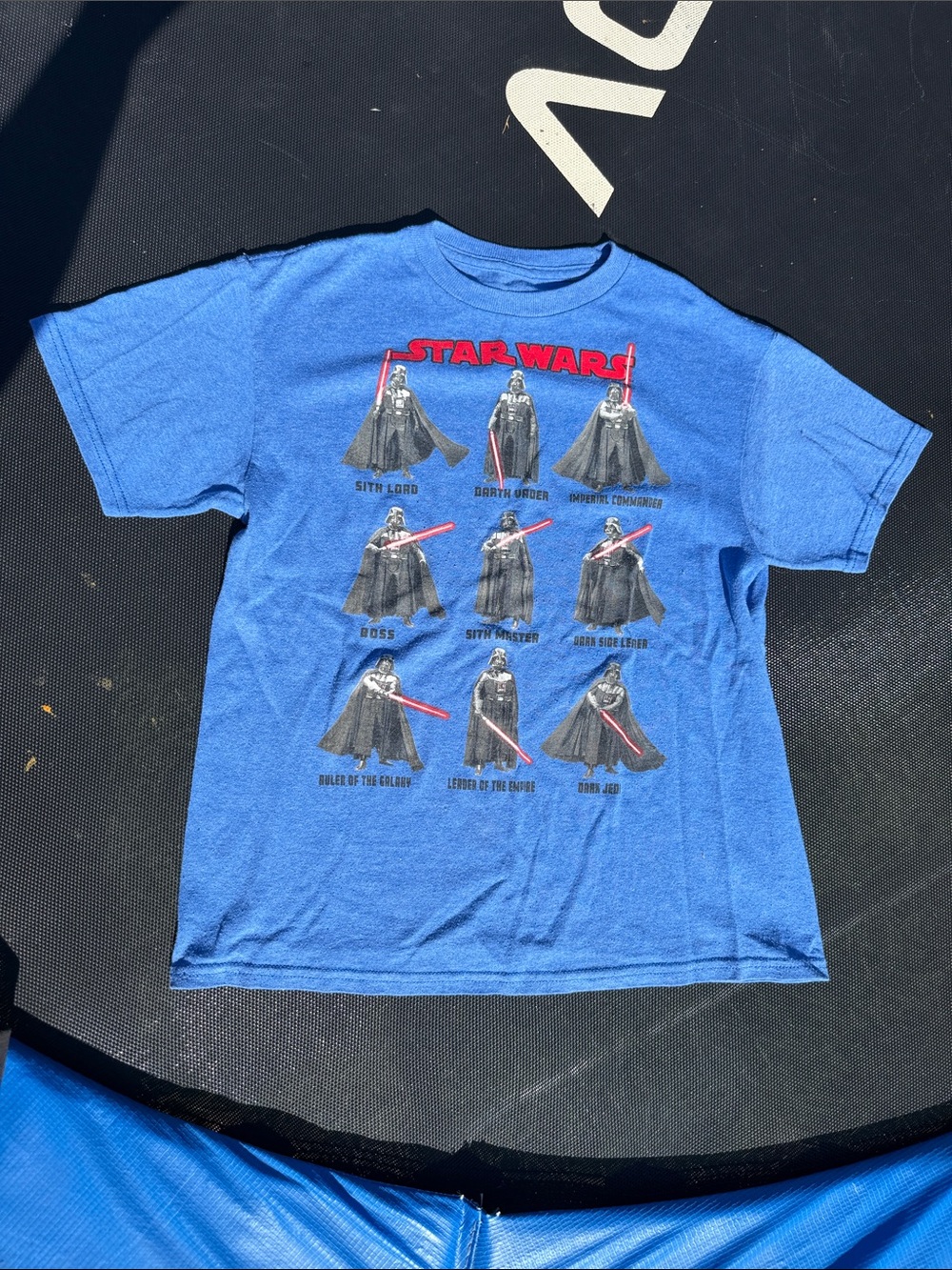 Star Wars Blue Kids Short Sleeve Tee with Darth Vader Grid Graphic